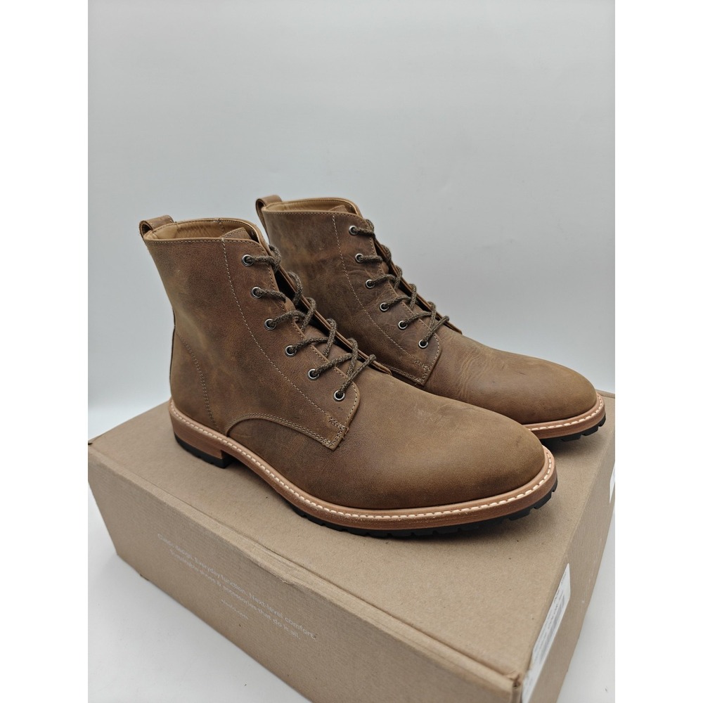 Nisolo Boots Mens Size‎ 9.5 Brown Leather Martin All-Weather Combat Lug Sole